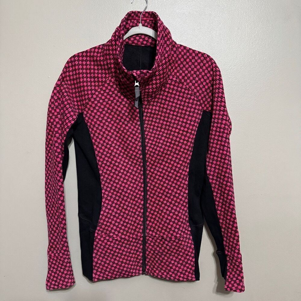 Lululemon scuba full zip magenta and black jacket size 6
